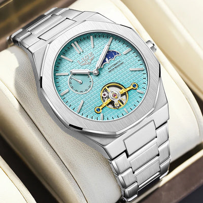 Automatic Tourbillon Moon Phase Mechanical Watch