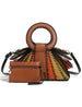 Leather Handbag with Circular Ring Handle Premium - Camel