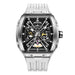 Skeleton Tourbillon Automatic Watch with Luminous Dial - White