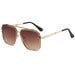 Square Pilot Sunglasses Double Bridge UV400 Lenses - Gold Brown