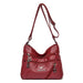 Crossbody Bag with Multiple Pockets and Zippered Front - Burgundy