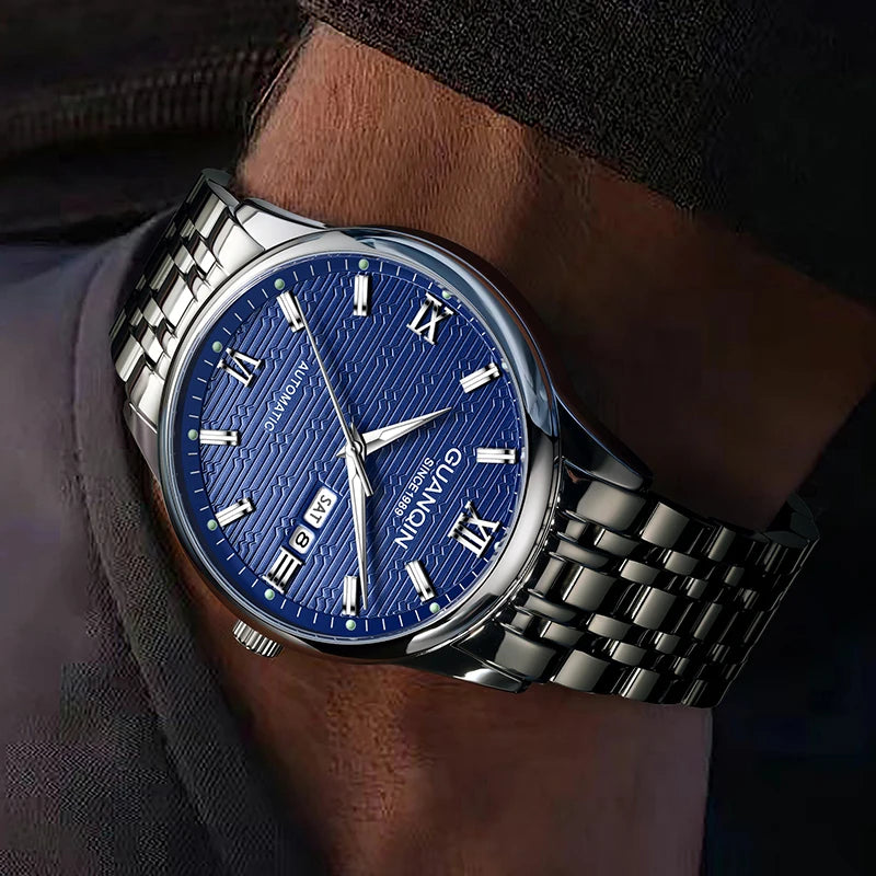 Automatic Mechanical Wristwatch with Calendar Display