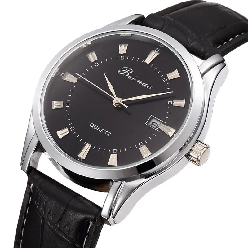 Quartz Wristwatch with Date Window Business Style