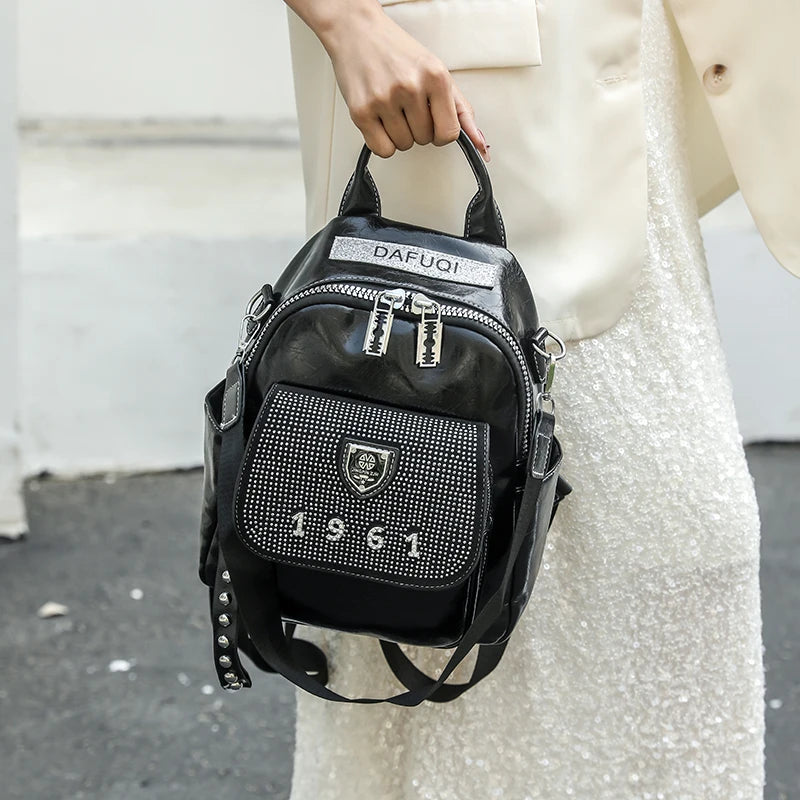 Backpack With Rivet Detailing And 1961 Motif Charm - WO2MEN