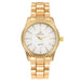 Classic Round Quartz Wristwatch Fluted Bezel Design - Gold White V2
