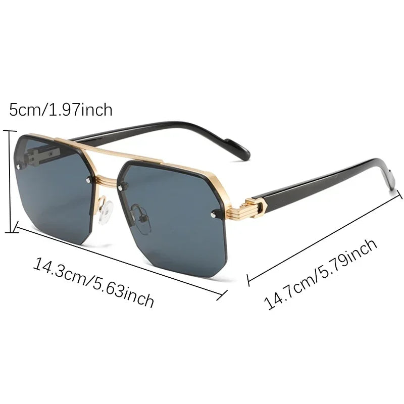 Sunglasses Oversized Semi Rimless Frame Signature Lux - WO2MEN