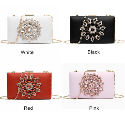 Clutch Bag with Crystal Sunburst Accent for Evening - WO2MEN