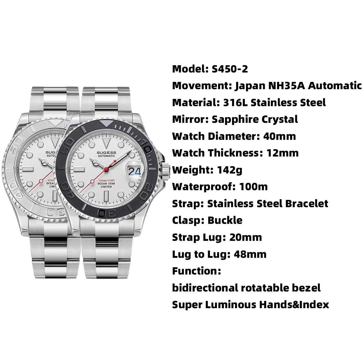 Diver Watch with Sapphire Crystal 100m Water Resistant