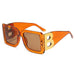 Oversized Square Sunglasses UV400 Gradient Lens - Orange Brown