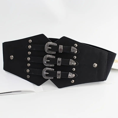 Corset Belt with Elastic Waist And Buckle Straps