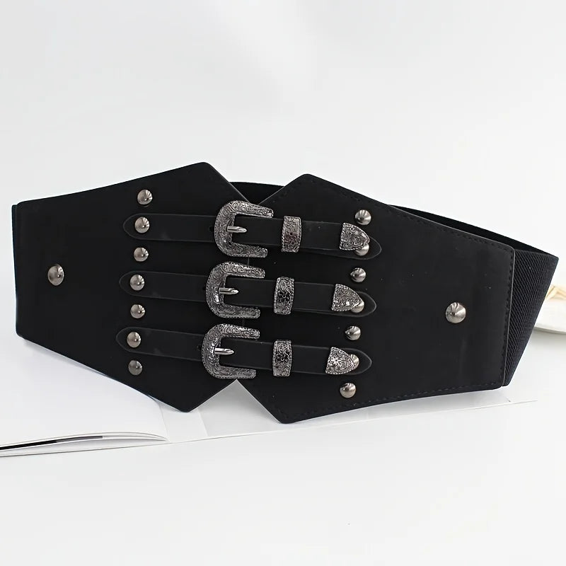 Corset Belt with Elastic Waist And Buckle Straps