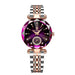 Watch Faceted Dial Two Tone Bracelet Crystal Accents - Gold Purple