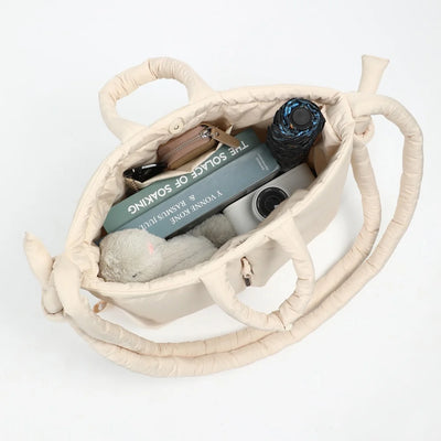 Puffer Backpack with Top Handle Drawstring Closure