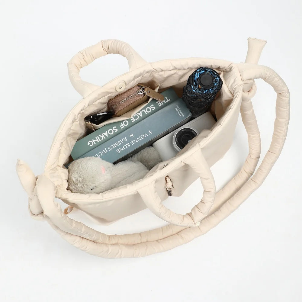 Puffer Backpack with Top Handle Drawstring Closure