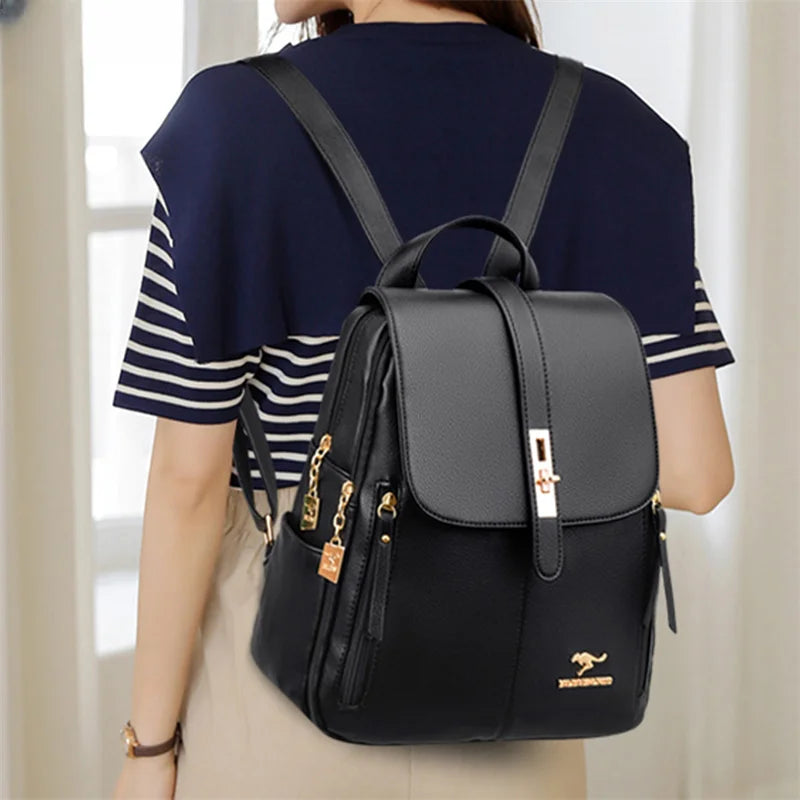 Backpack for Women with Top Handle And Lock Emblem