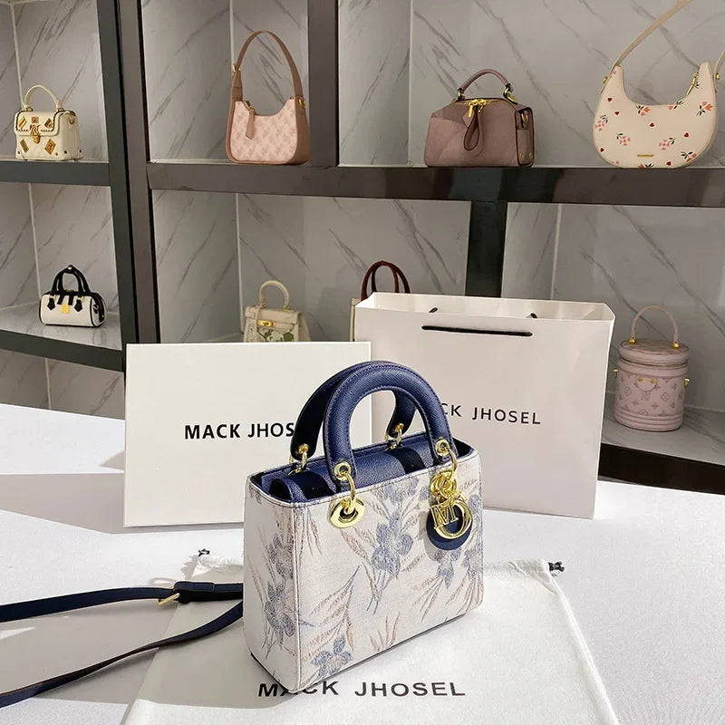 Floral Mini Handbag with Graceful Charm Hardware Set