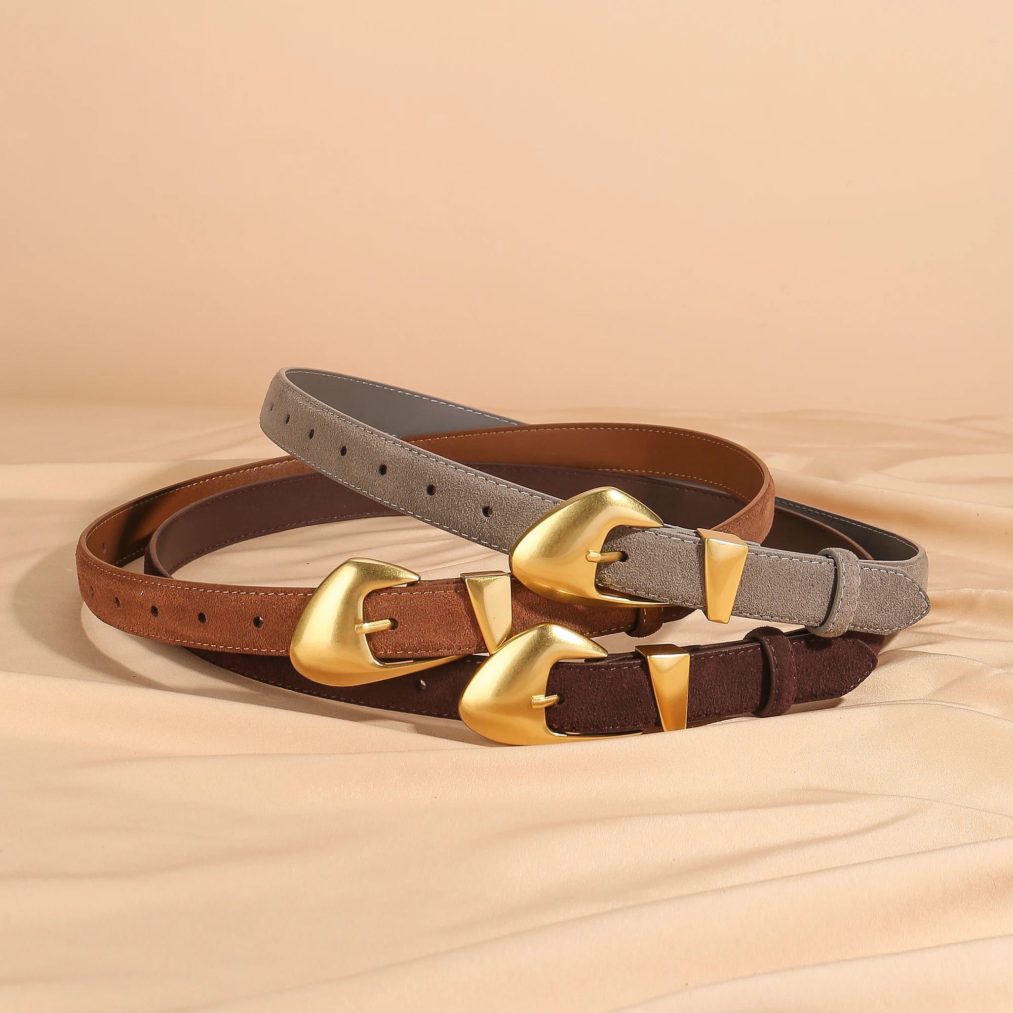 Belt Vintage Style with Gold Buckle