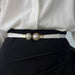 Korean Women Thin Elastic Belt Double Pearl Buckle - White