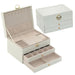Portable Jewelry Box Organizer with Necklace Tray - White L