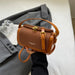 Boxy Mini Crossbody Bag With Hasp Closure in Pure Style - Brown
