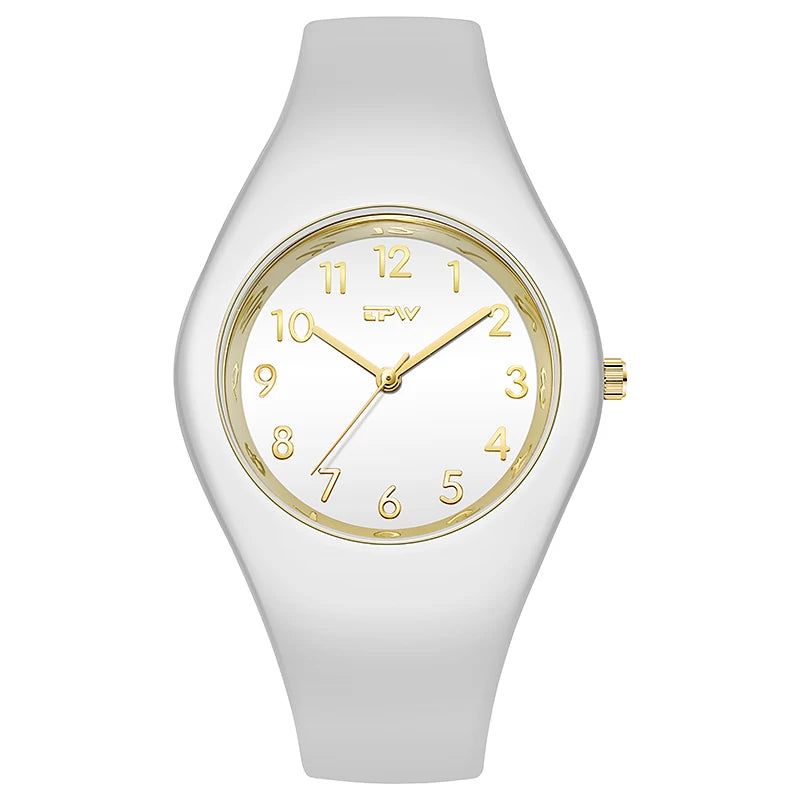 Quartz Movement Watch Minimalist Round Dial for Daily - White Gold