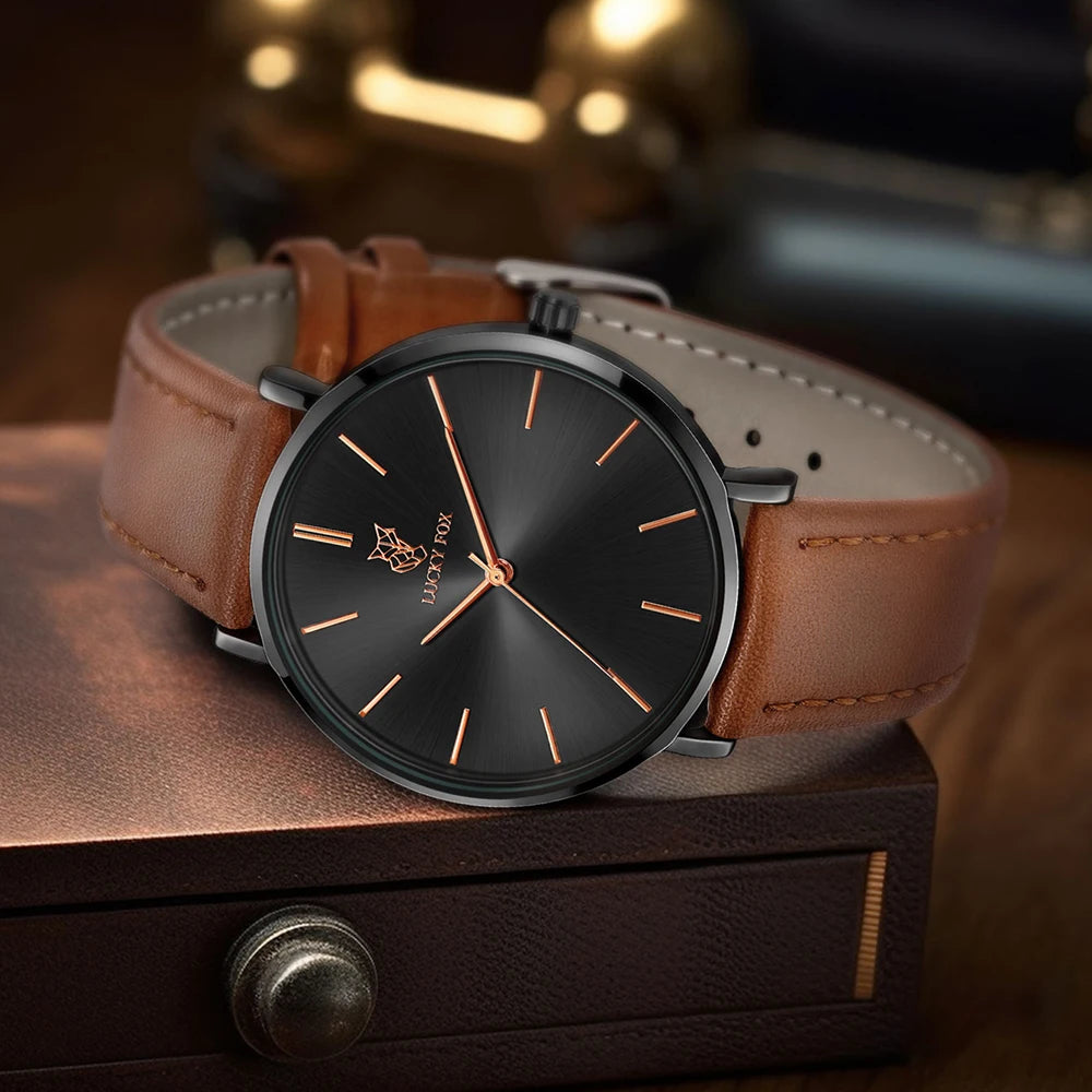 Watch Featuring Leather Strap and Quartz Movement