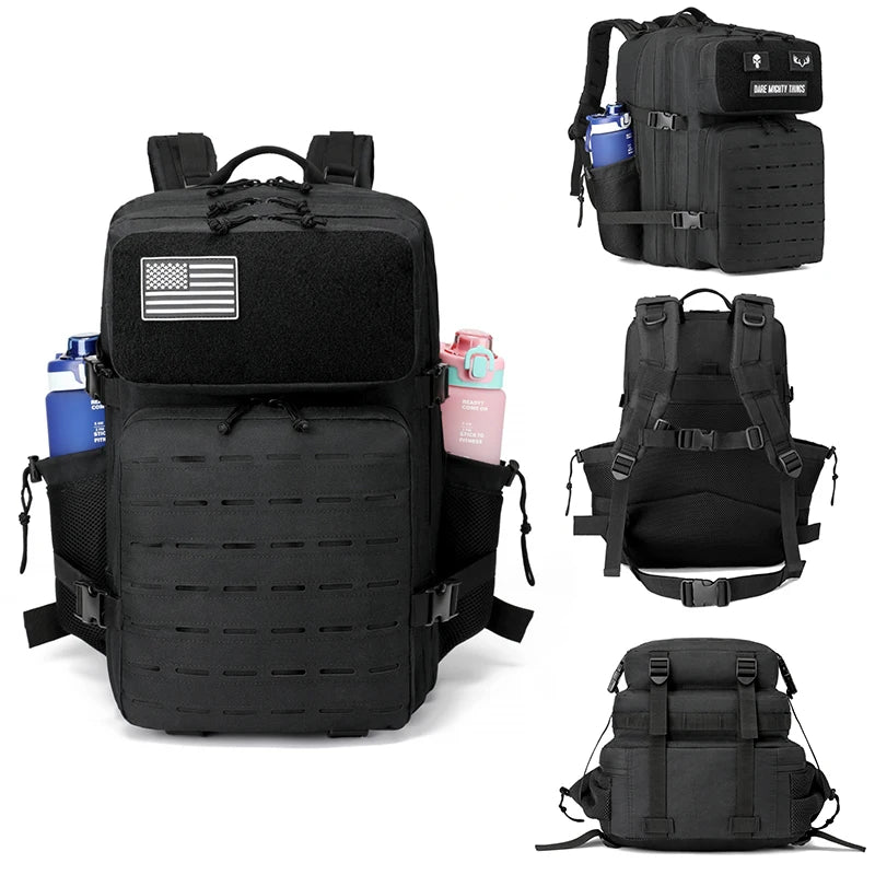 Mens 45L Molle Backpack for Outdoor Hiking Bottle Stand