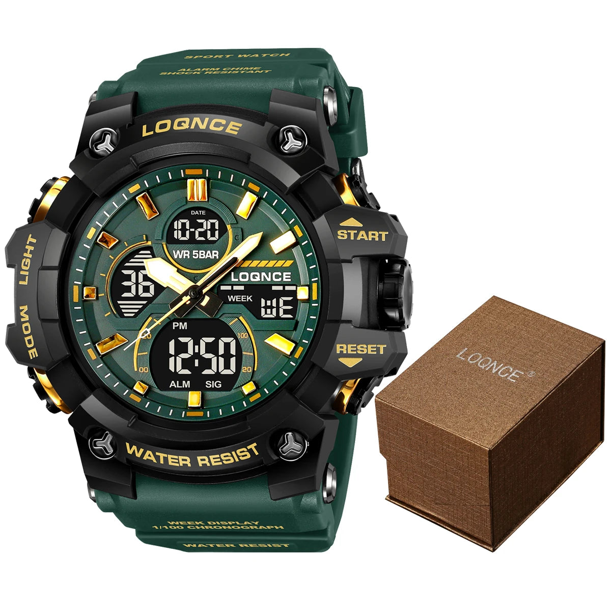 Sport Watch With Analog Digital Display Luminous Dial
