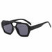 Fashion Retro Big Frame Sunglasses Double Bridge - Black Grey
