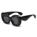 Oval UV400 Sunglasses Oversized Frame Statement - Black Grey