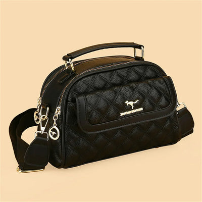Quilted Microfiber Leather Crossbody Bag Embossed