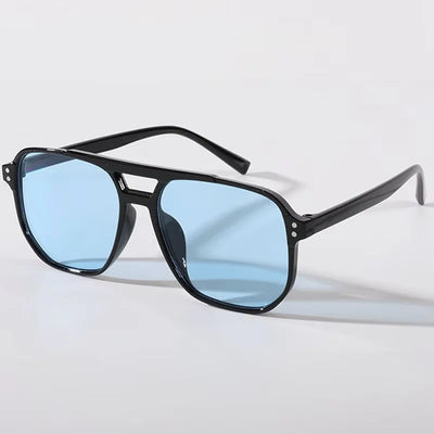 Square Sunglasses with Double Beam Frame Design