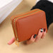 Compact Zipper Wallet with Multiple Card Slots - Brown