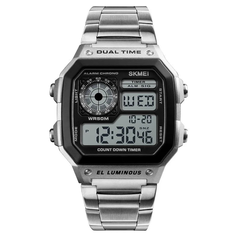 Digital Stainless Steel Watch with 50M Water Resistance