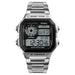 Digital Stainless Steel Watch with 50M Water Resistance - Silver