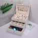 Portable Jewelry Box Organizer with Necklace Tray - White XL