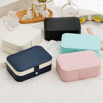 Portable Leather Jewelry Storage Box Travel Organizer