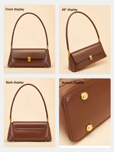 Baguette Shoulder Bag With Delicate Gold Tone Hardware
