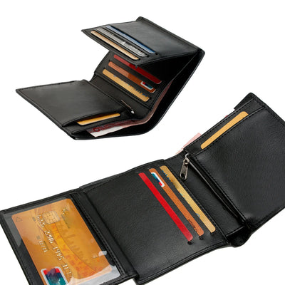 Geometric Fold Wallet with Card Slots and Zipper Pocket