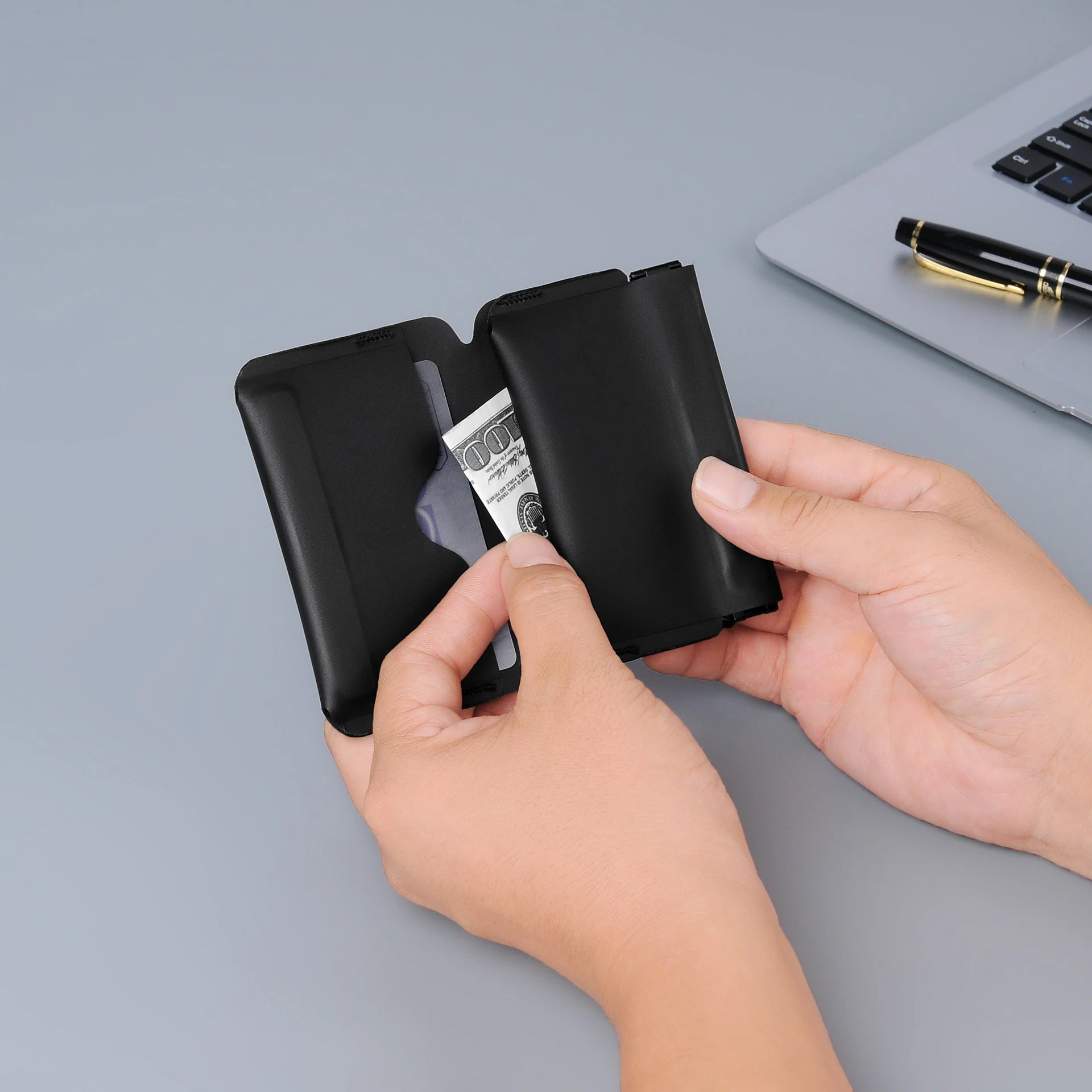 Wallet with Self Closing Coin Pocket