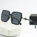 Sculpted Square Frame Sunglasses With Gradient Lenses - Black
