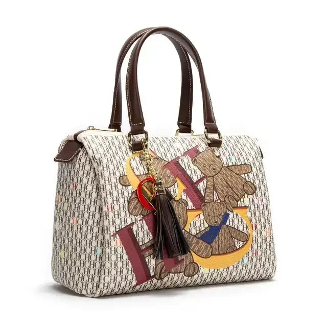 Commuter Crossbody Bag with Vibrant Print Motifs Tassel