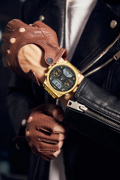 Mens Triple Movement Watch Oversized 54mm Dial