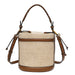 Bucket Bag with Braided Handle And Drawstring - Beige