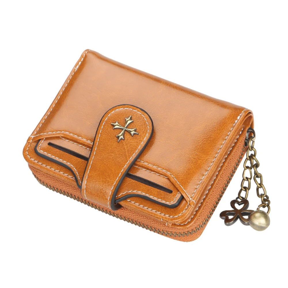 Compact Coin Wallet with Zipper And Chain for Cards