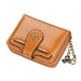 Compact Coin Wallet with Zipper And Chain for Cards - Brown