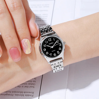 Elegant Round Dial Quartz Wristwatch with Folding Clasp