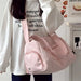 Crossbody Travel Tote Bag with Front Zip Pocket - Pink