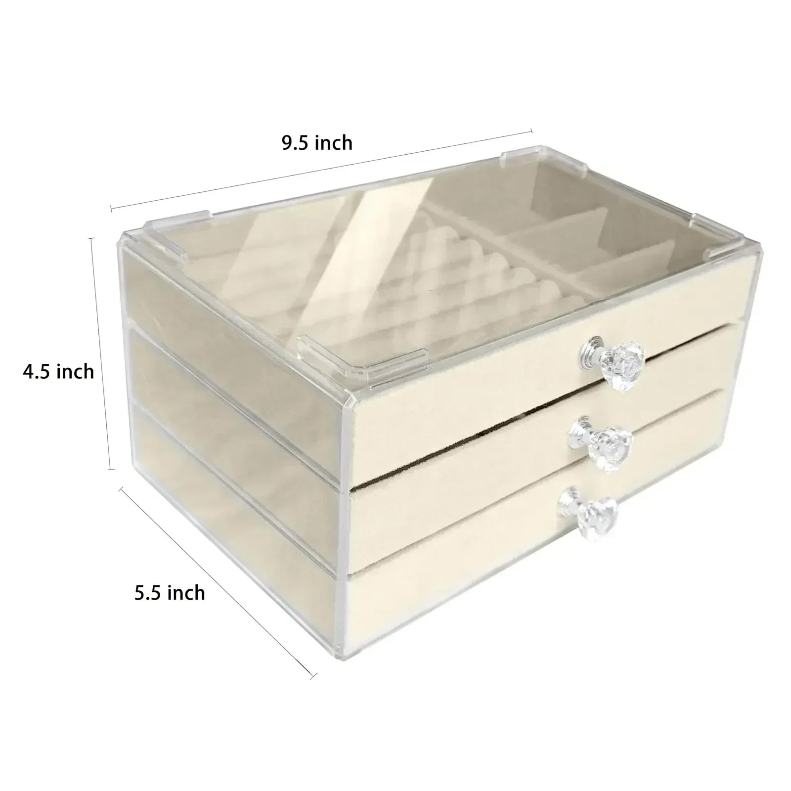 Jewelry Box With Soft Drawers And Crystal Knob Top - WO2MEN