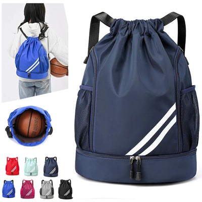 Drawstring Gym Backpack with Side Mesh Pockets
